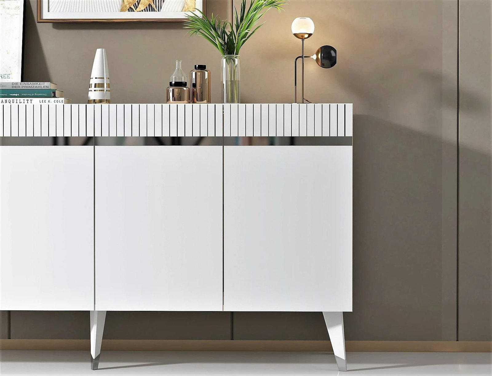 Konsolë Hanah Home Defne, e bardhë, argjend