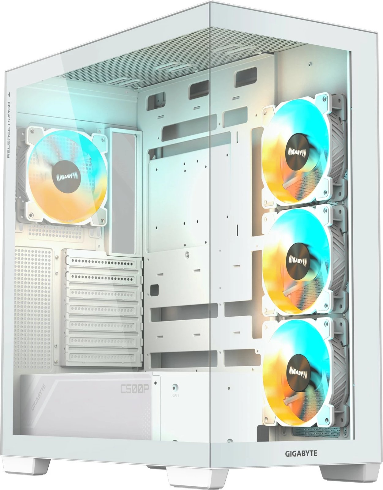 Kasë Gigabyte C500 Panoramic Stealth, Midi Tower, PC, ATX, Mini-ATX, Mini-ITX, e bardhë