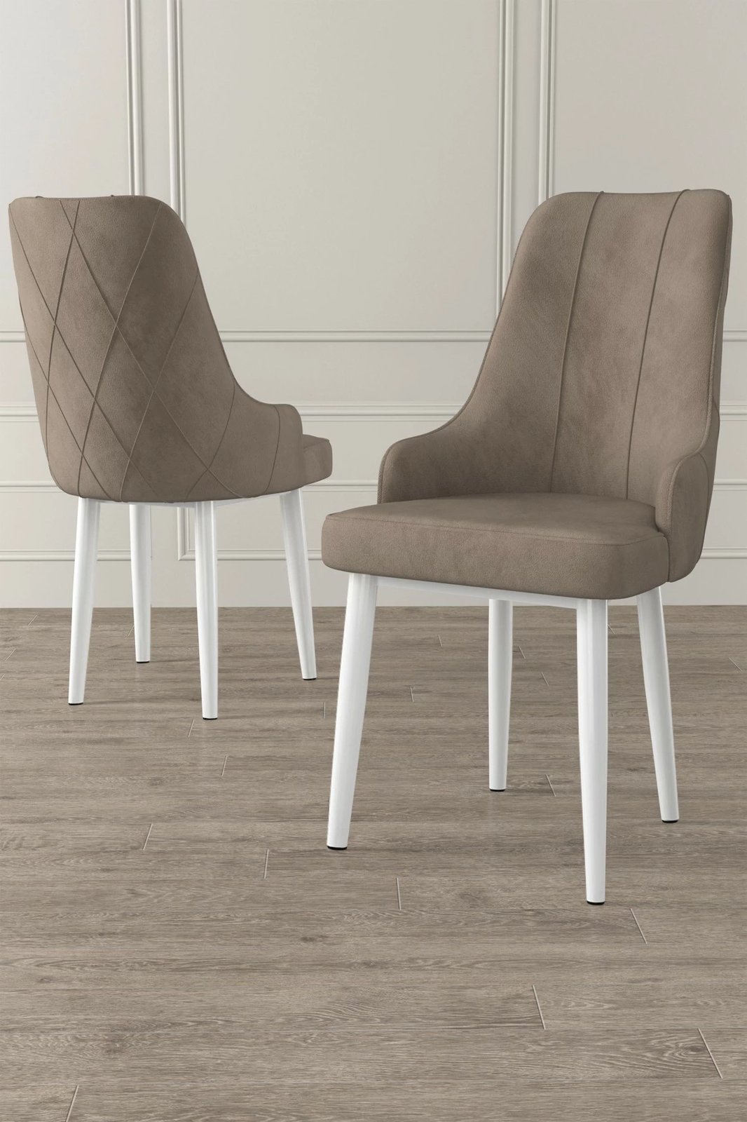 Set karrigesh (2 copë) Hanah Home, Trex, kapuçino, e bardhë