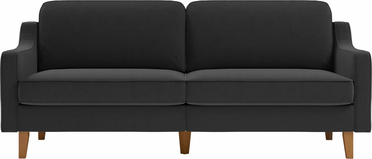 Divan treshe Robin 3, ngjyrë gri nate, këmbë dru arre