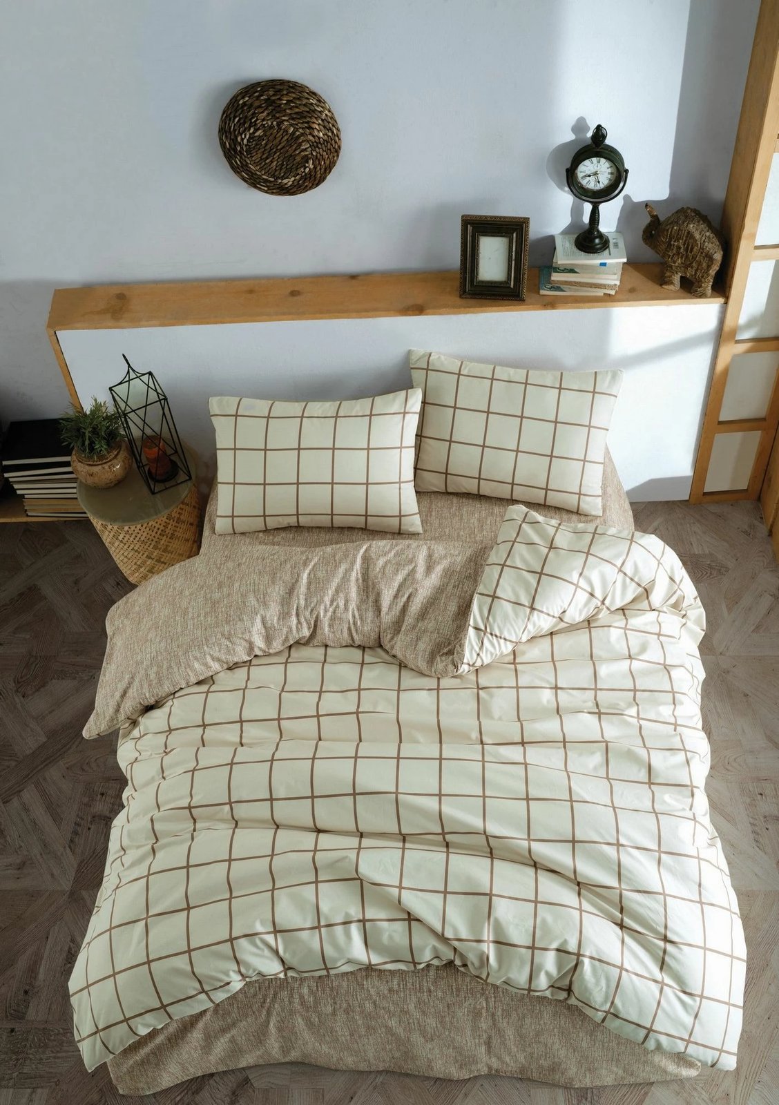 Set mbulesë për jorgan njëpersonësh, kare, ngjyrë krem, L'essentiel