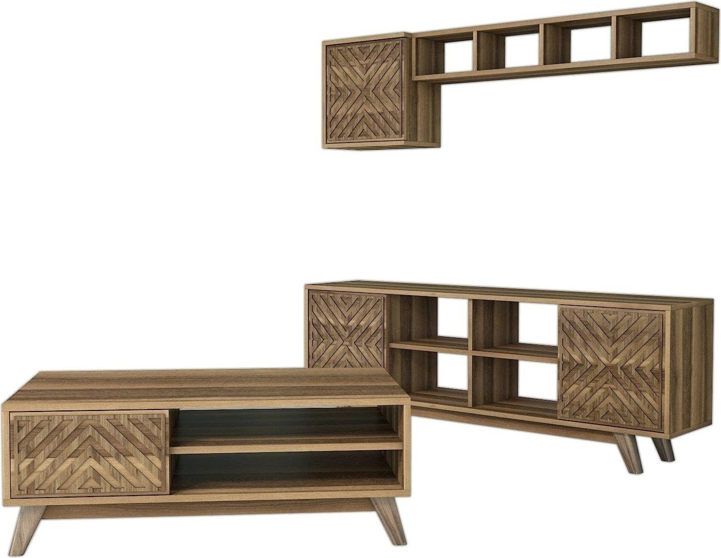 Set mobiljesh për dhomë dite, ngjyrë arre, Hanah Home, Inci