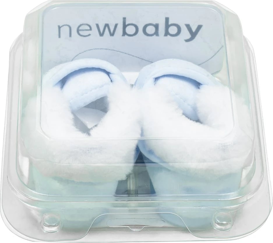 Papuçe dimri për bebe, NEW BABY, me shirit ngjitës, brendësi me fleece, shollë PVC pa BPA, gjatësi tabani 11 cm, madhësi 3-6 m, blu
