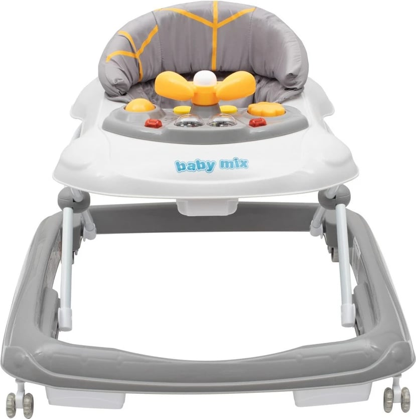 Ecëse bebi, Baby Mix, multimedia me timon, rrota silikoni, rregullim lartësie 3 nivele, gri