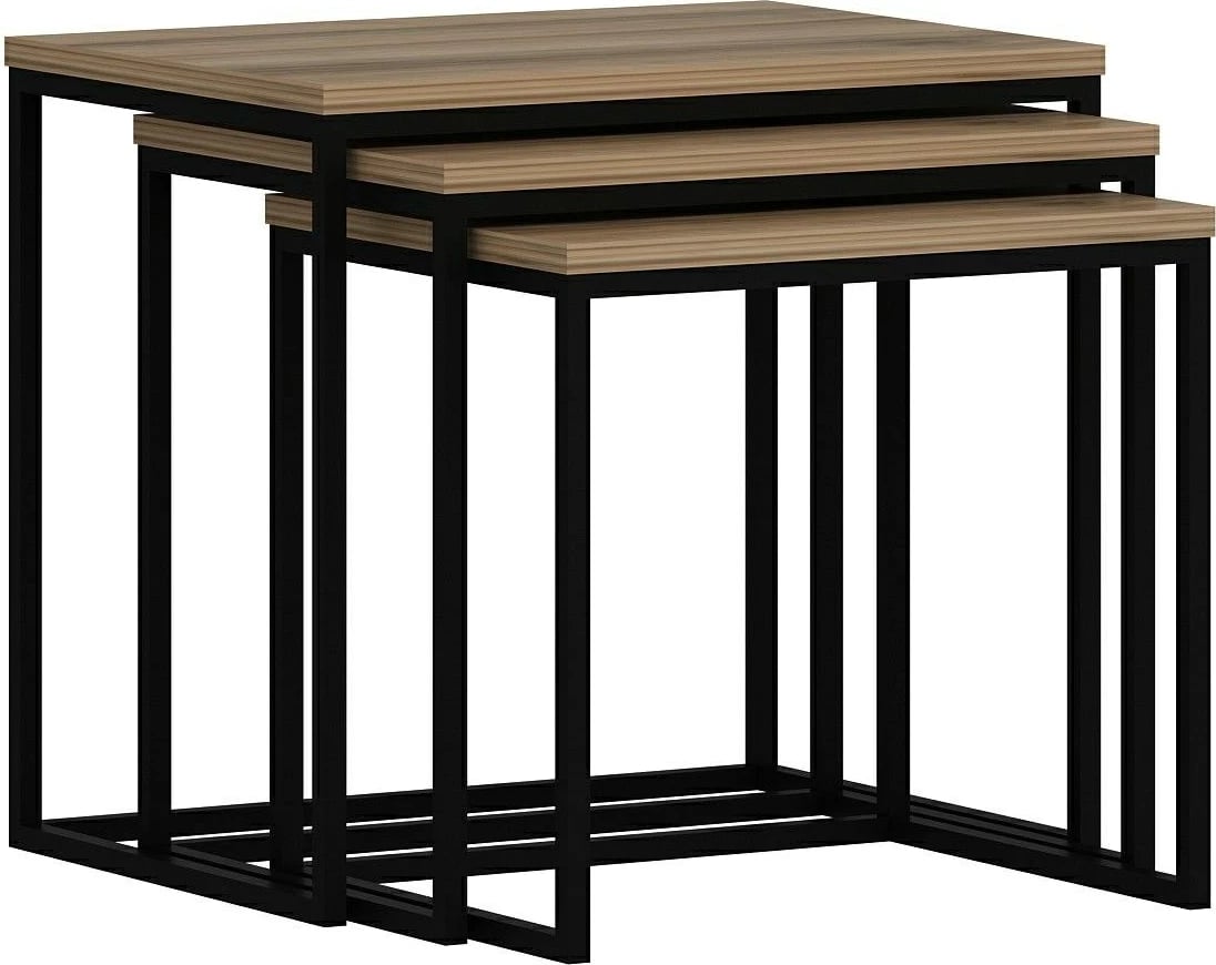 Set tavolina të ndërlidhura (3 copë), Hanah Home, Evia, ngjyrë arre