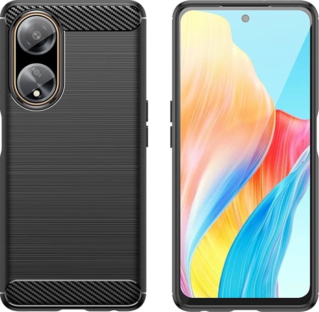 Mbështjellës Hurtel Carbon Case për Oppo A98 5G, i zi