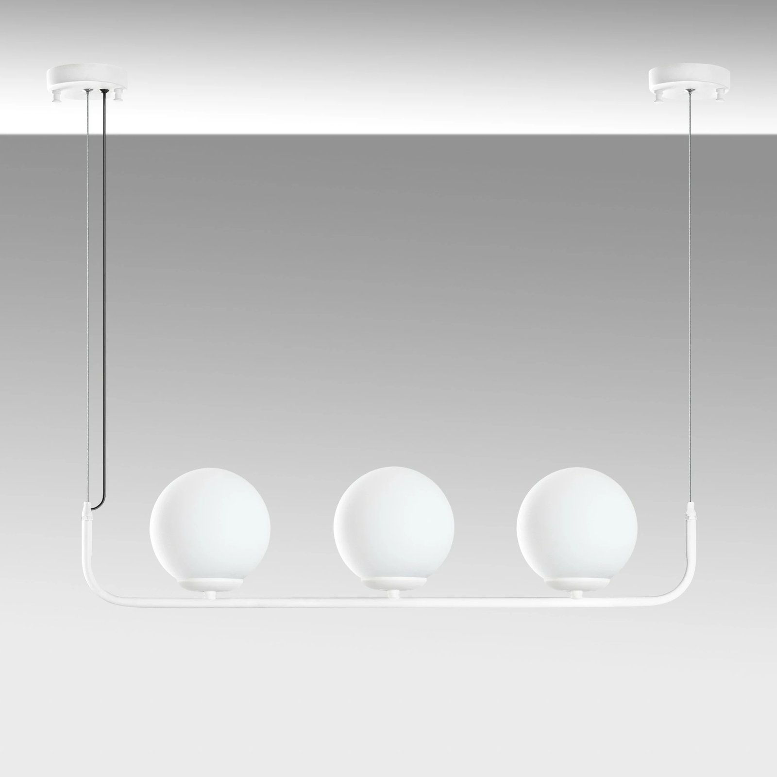 Llambadar Opviq Faruk, trup metalik, i bardhë, 3 kapakë, 76x15x110cm