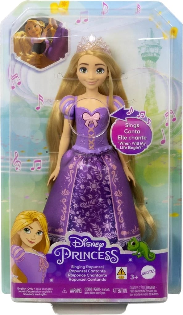 Kukull mode Disney Princess Rapunzel që këndon, MATTEL, 249243, shumëngjyrëshe
