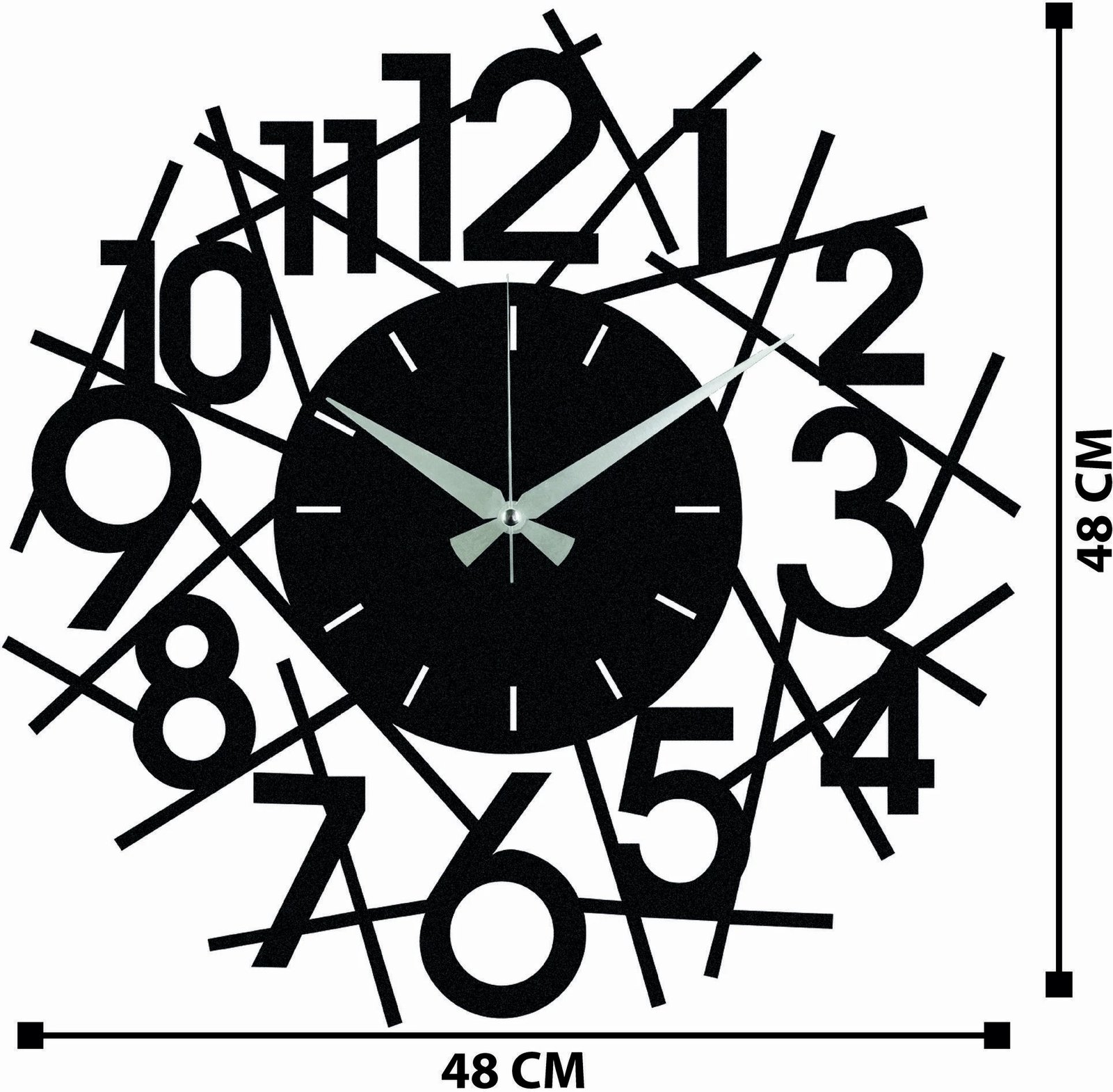 Orë muri dekorative prej metali, Wallity Rasputin, e zezë, 48x48cm