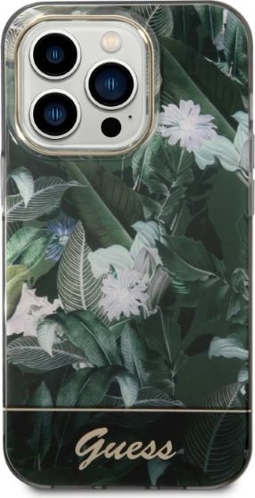 Mbështjellës Guess Jungle Collection për iPhone 14 Pro 6.1", i fortë, i gjelbër