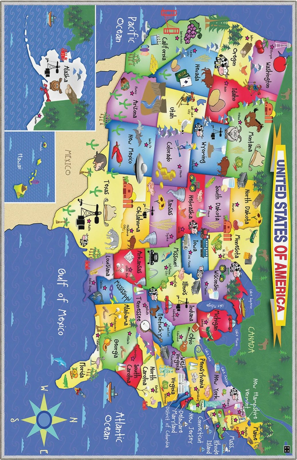 Qilim shumëngjyrësh për fëmijë, 120x180cm, Conceptum Hypnose, WOOKECE003