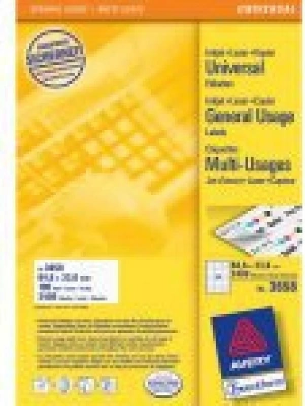Etiketa, Avery Zweckform, 3658, A4 24/faqe 64.6 x 33.8 mm 100 fleta (2400 etiketa), e bardhë