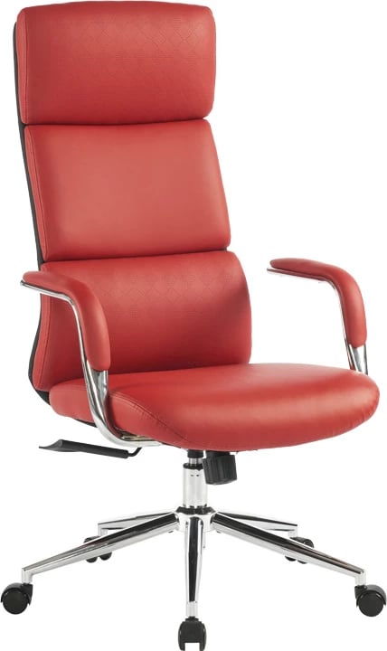 Karrige menaxheri për zyre Bendona, lëkurë PU e kuqe, 71x78x119-127cm