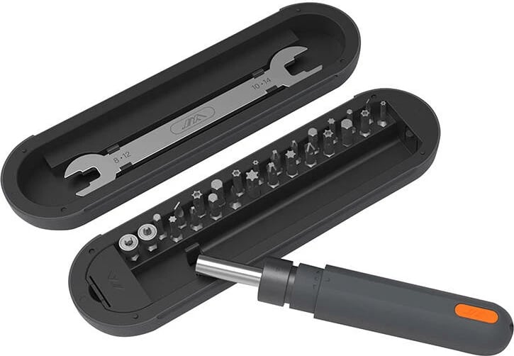 Set kaçavidash me ratchet JIMI Home JM-GT101 me 24 bitë dhe çelës francez, Gri