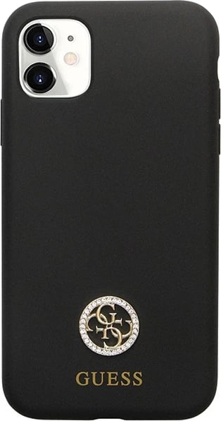 Mbështjellës Guess GUHCN614DGPK për iPhone 11/XR, silikon, i zi