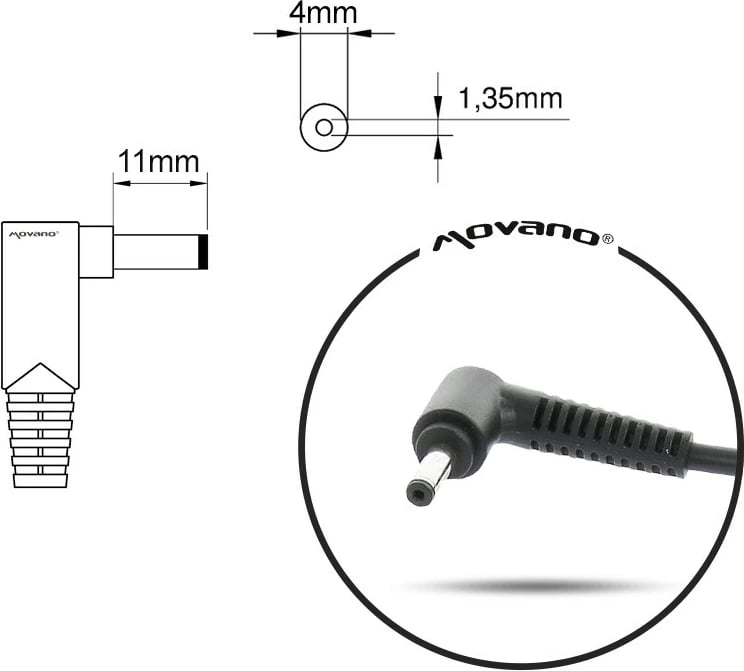 Karikues laptopi Mitsu ZM/AS19342E për Asus, 65W, 19V 3.42A, 4.0x1.35 mm, i zi