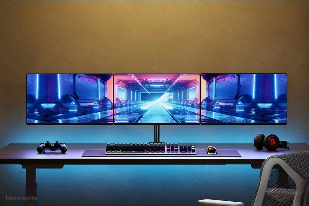 Krah tavoline për monitorë Neomounts FPMA-D550D3BLACK, 3 ekrane, 27 inç, VESA 100x100, i zi