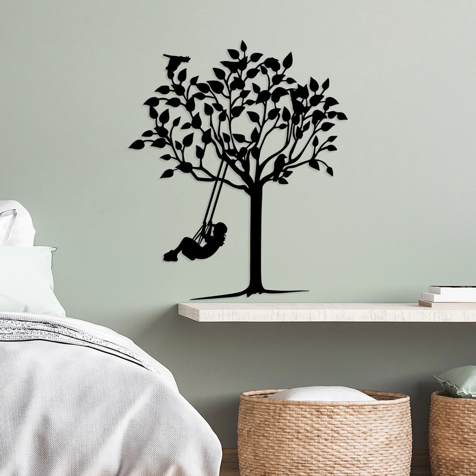 Aksesor dekorativ metalik për mur, Wallity, fëmijë në luhatë