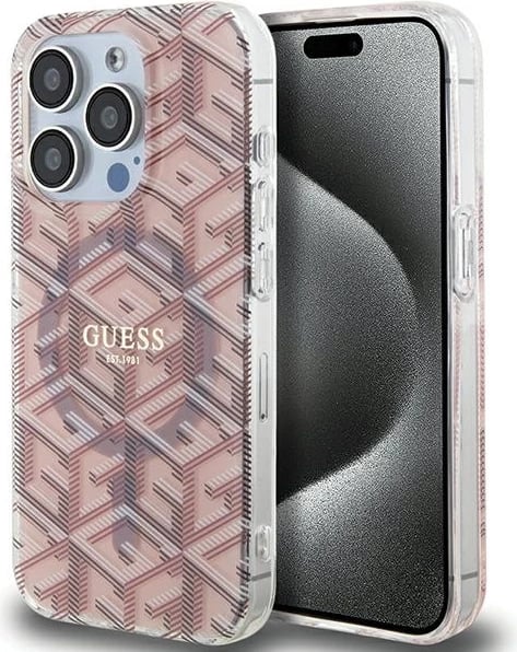 Mbështjellës Guess IML GCube MagSafe për iPhone 15 Pro Max, rozë Mbështjellës Guess IML GCube MagSafe për iPhone 15 Pro Max, rozë