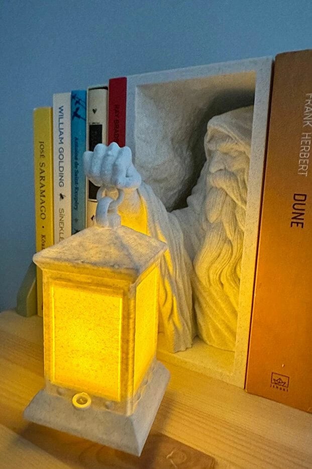 Mbajtës librash plastik, i bardhë, me dritë, Evila Originals, My Sterious