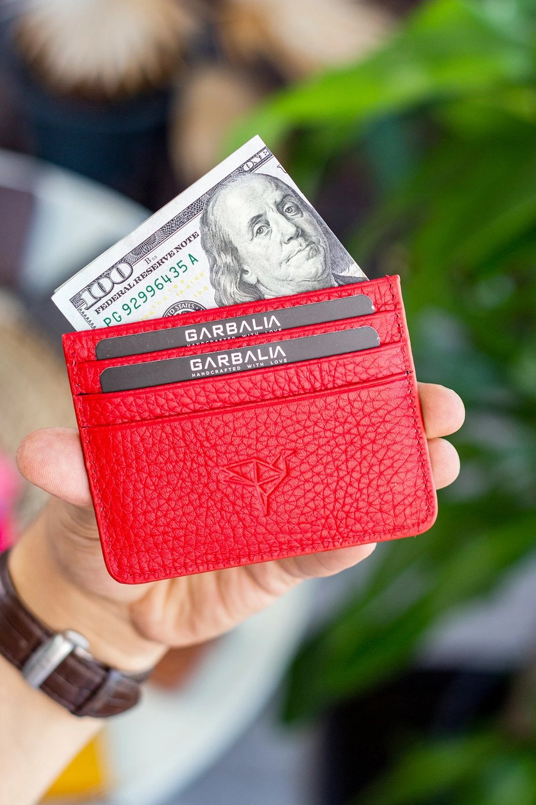 Mbajtës kartelash lëkurë i kuq Zoozie Bags, Cape