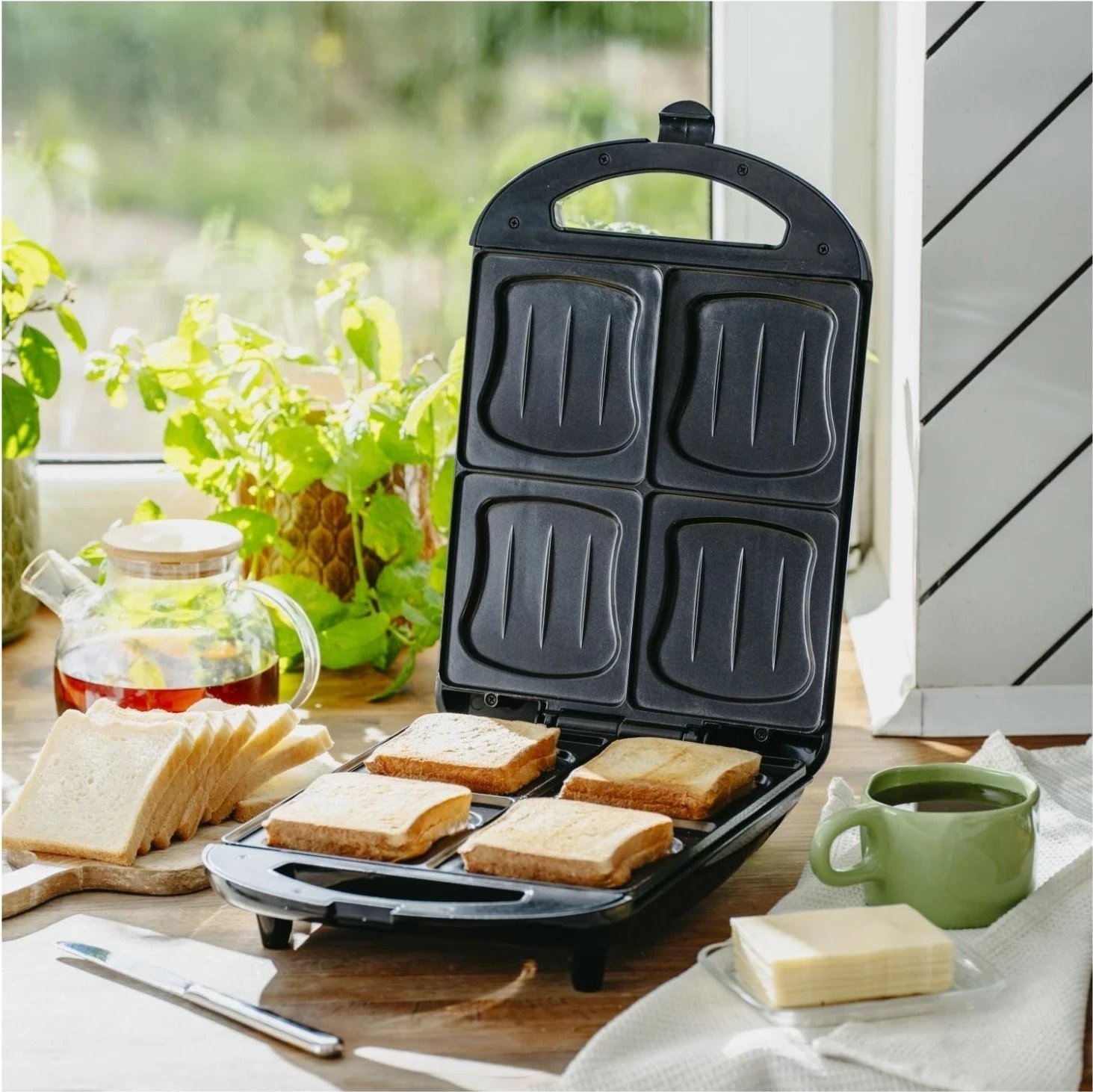 Toster Adler AD 3078 XXL, 4 sanduiqe, 1800W, plastikë