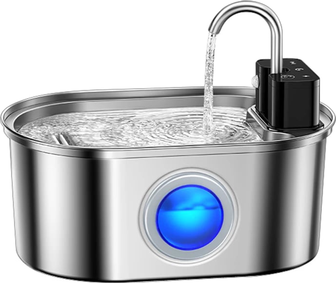 Shatërvan uji pa kabllo për qen e mace, Rojeco RYSJPDGY-17, 3.2 L, çelik inox 304, bateri 4000 mAh