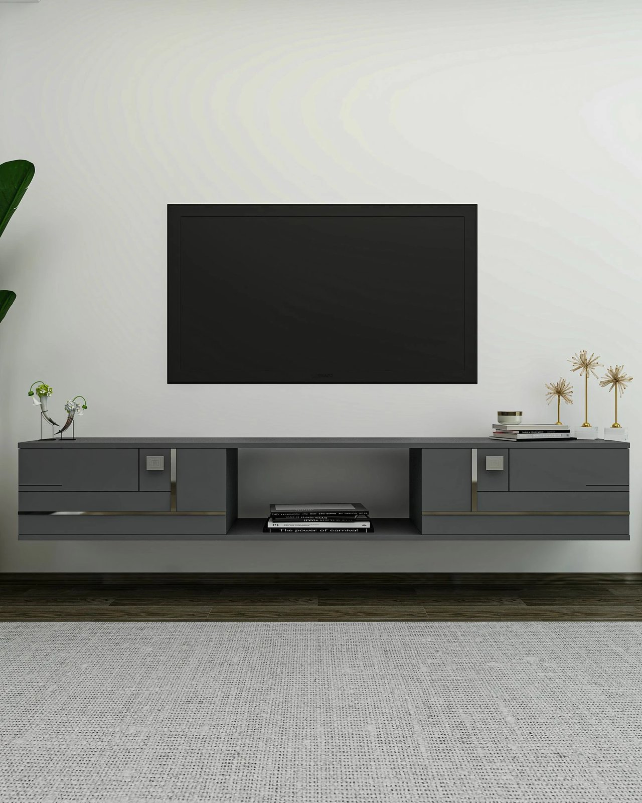 Komodë TV Skye Decor, anthracite, silver, Aredam
