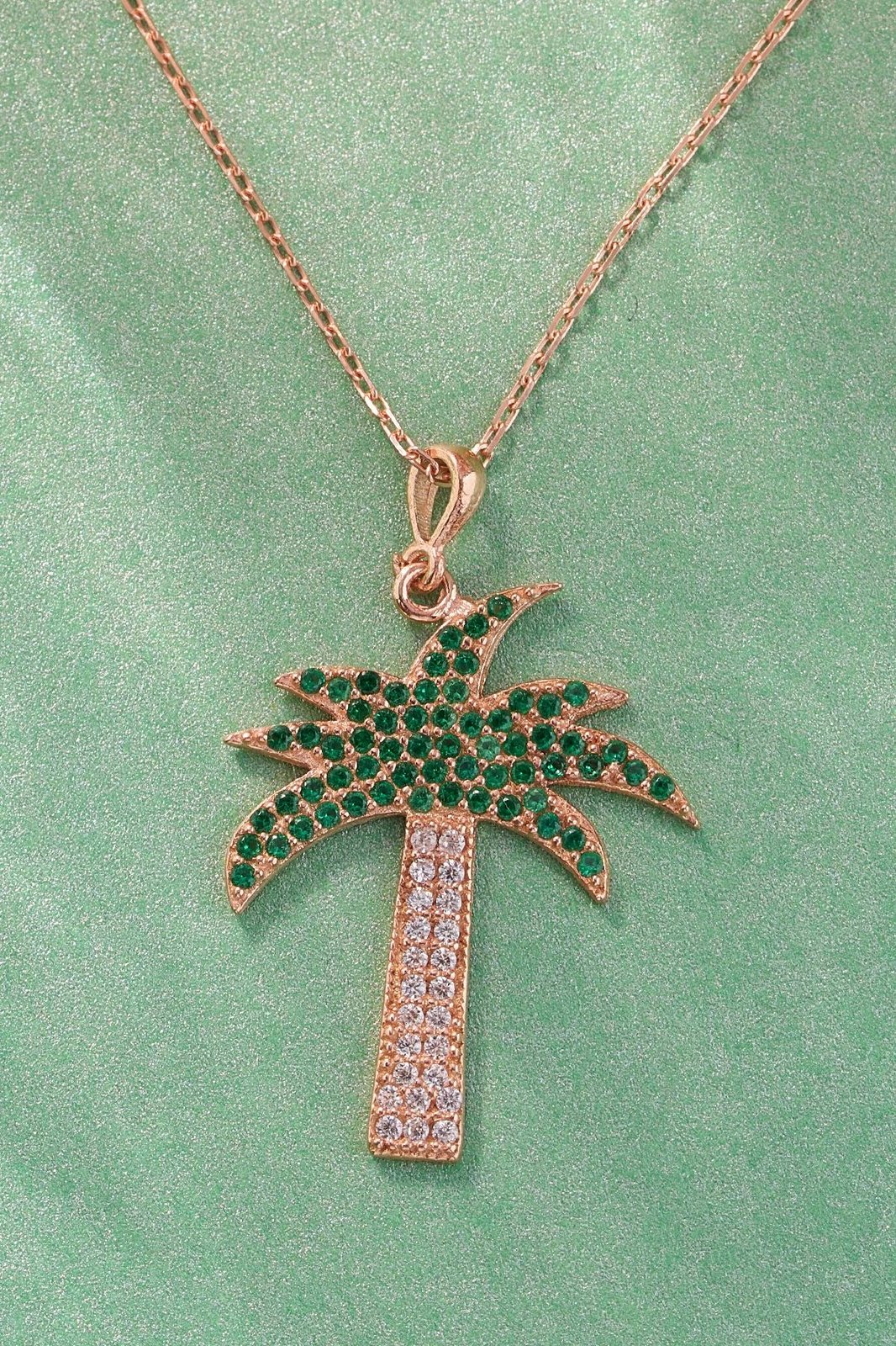 Qafore argjendi Jumeon, ngjyrë rozë e arit dhe e gjelbër, 11145ROS