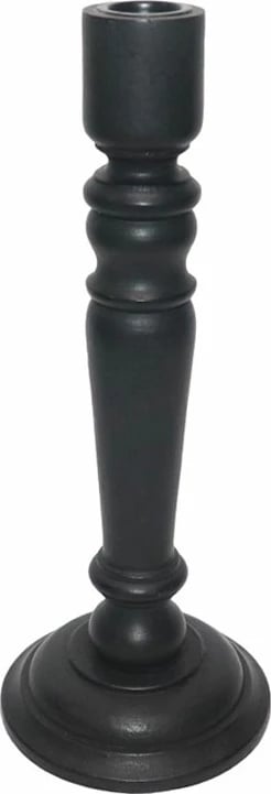 Mbajtëse klasike për qirinj, dru, e zezë, 10x10x26 cm