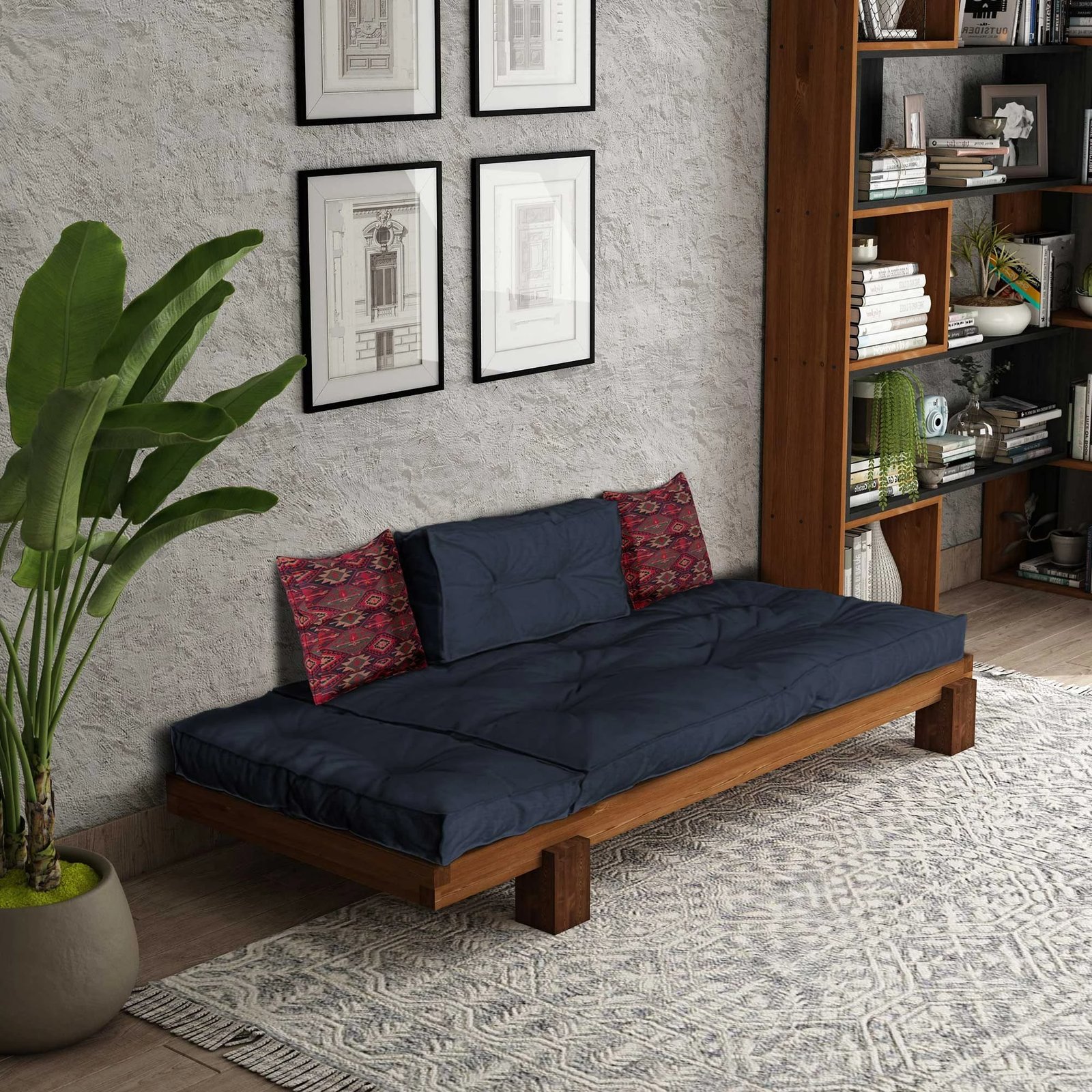 Kolltuk lounge Atelier del Sofa, ngjyrë teak dhe blu e errët, CPT8378-200