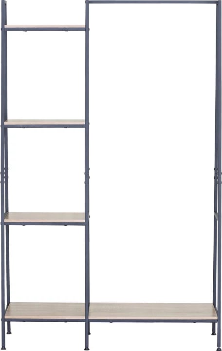 Njësi hyrëse me rafte Herevy, ngjyrë lisi me metal të zi, 101x35x160cm