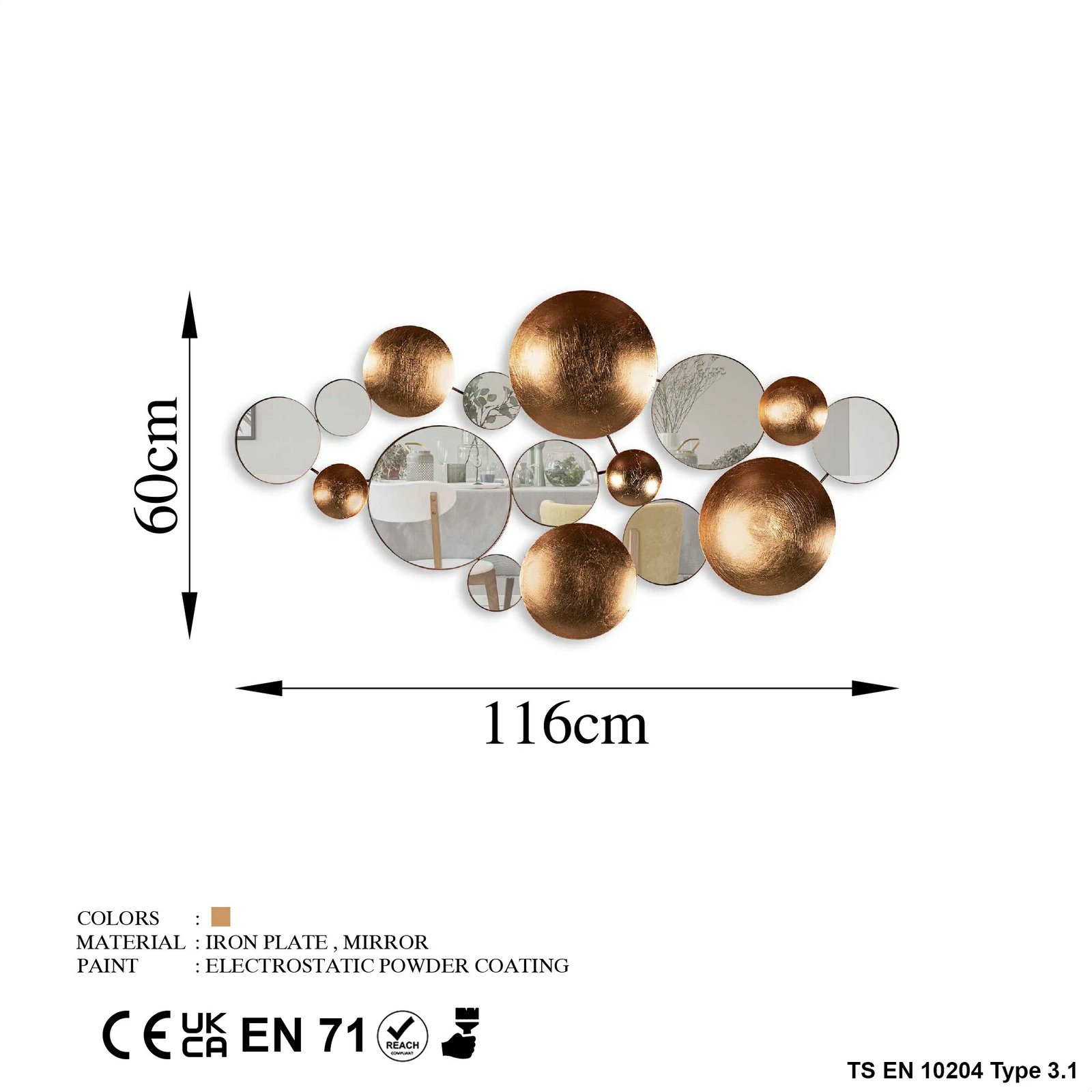 Aksesor dekorativ metalik për mur Wallity, Infinity - 2