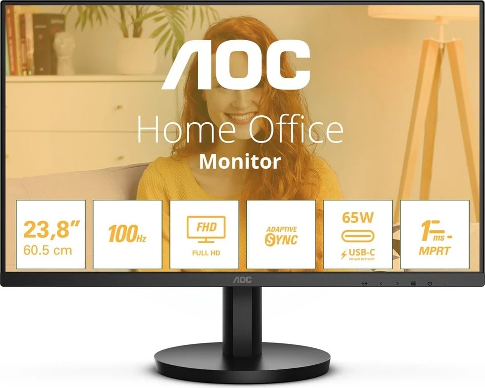 Monitor AOC 24B3CA2, 23.8", Full HD, IPS, 100Hz, USB-C, i zi