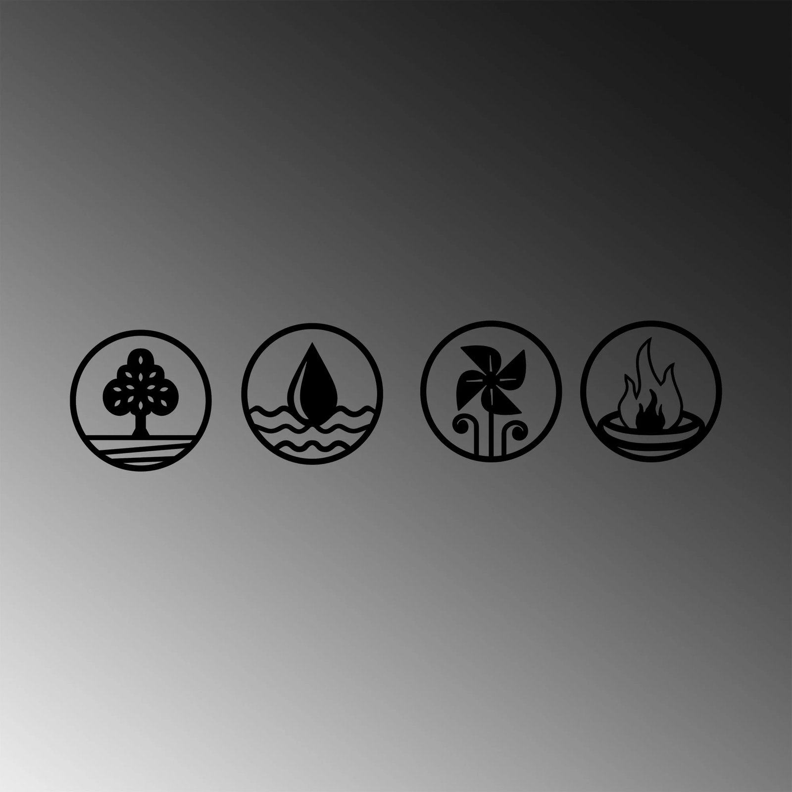 Aksesor metalik dekorativ për mur, 4 elemente, Wallity, 301, set prej 4 copash