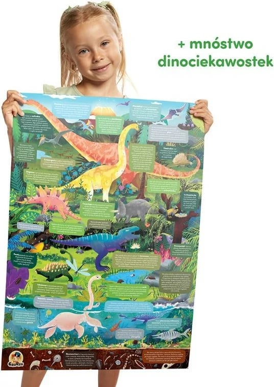 Puzzle dinosaurësh CzuCzu, 60 pjesë, me poster 48x68 cm, për fëmijë