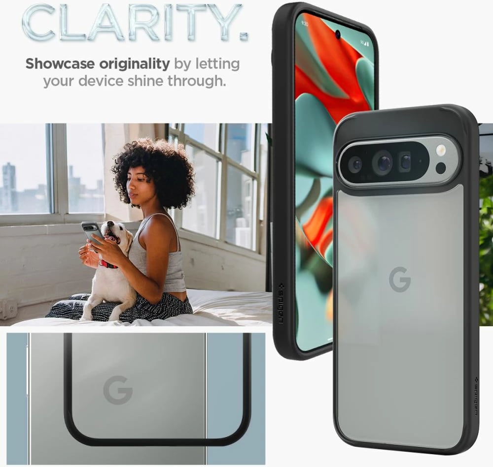 Mbështjellës Spigen Ultra Hybrid për Google Pixel 9 Pro XL, i zi