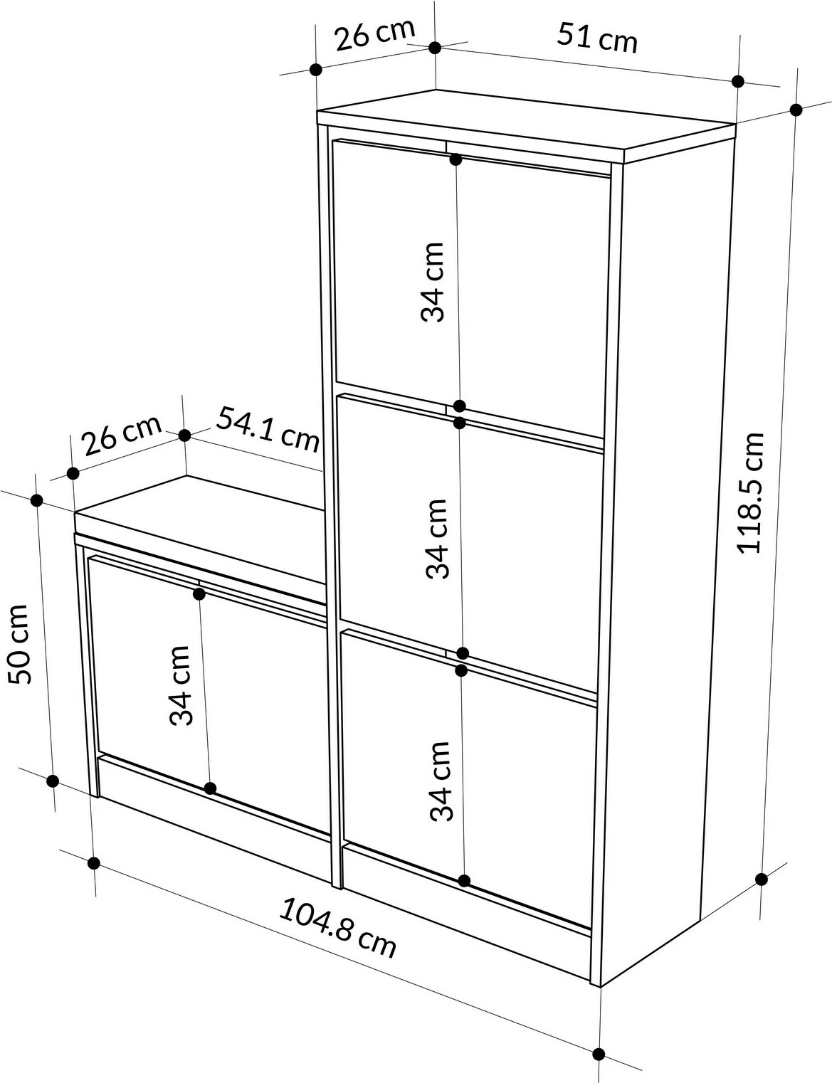 Dollap për këpucë Skye Decor, ngjyrë lisi