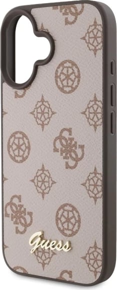 Mbështjellës Guess Peony Script MagSafe për iPhone 16, Kafe