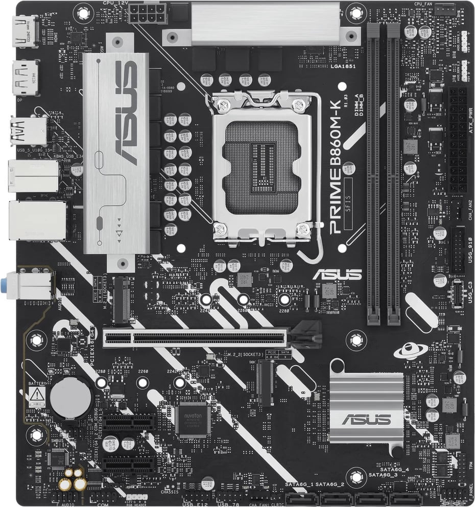 Pllakë amë, Asus Prime B860M-K 90MB1JT0-M0EAY0, mATX, 2 slote RAM, M.2, Black/Light gray
