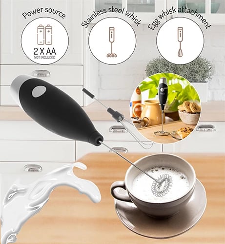 Rrahës qumështi Adler CR 4501 me rrahëse inoksi, me rrahëse veze dhe qëndrim, me bateri, zi/gri