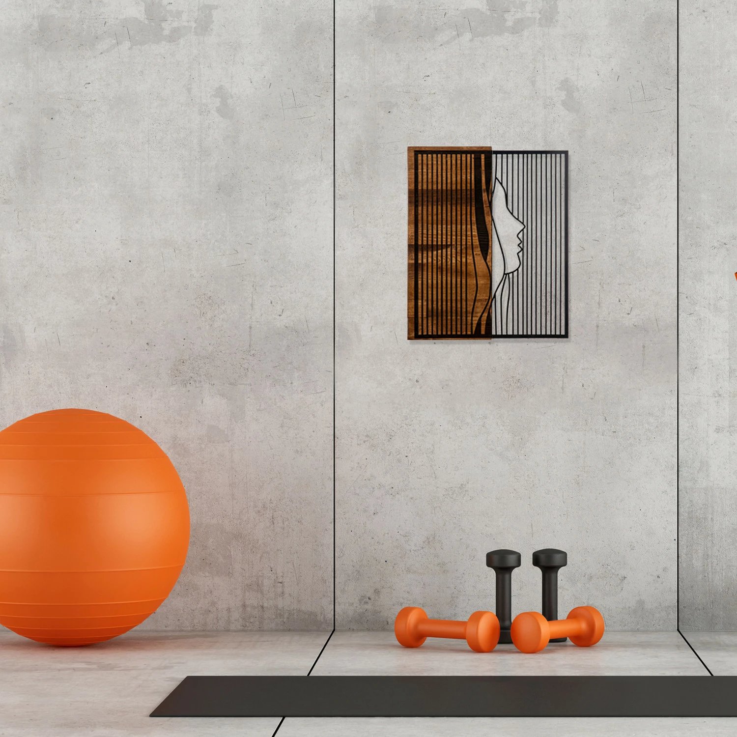 Aksesor dekorativ prej druri për mur, Wallity Esaret, ngjyrë e zezë dhe arre, 48x58cm