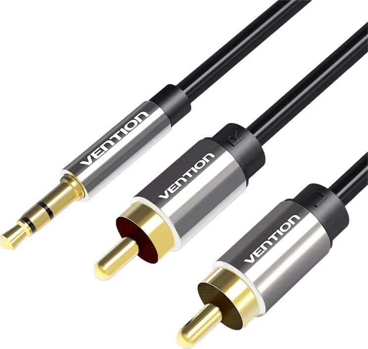 Kabllo audio Vention BCFBD, 0.5m, 2xRCA në 3.5mm, e zezë