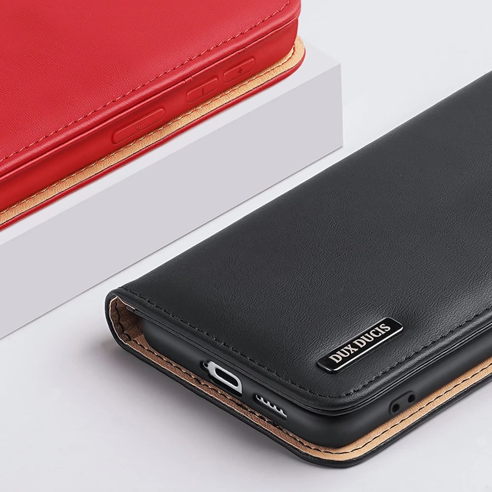 Mbështjellës Dux Ducis Hivo për Samsung Galaxy S22+, lëkurë natyrale, me xhepa për karta, Blu