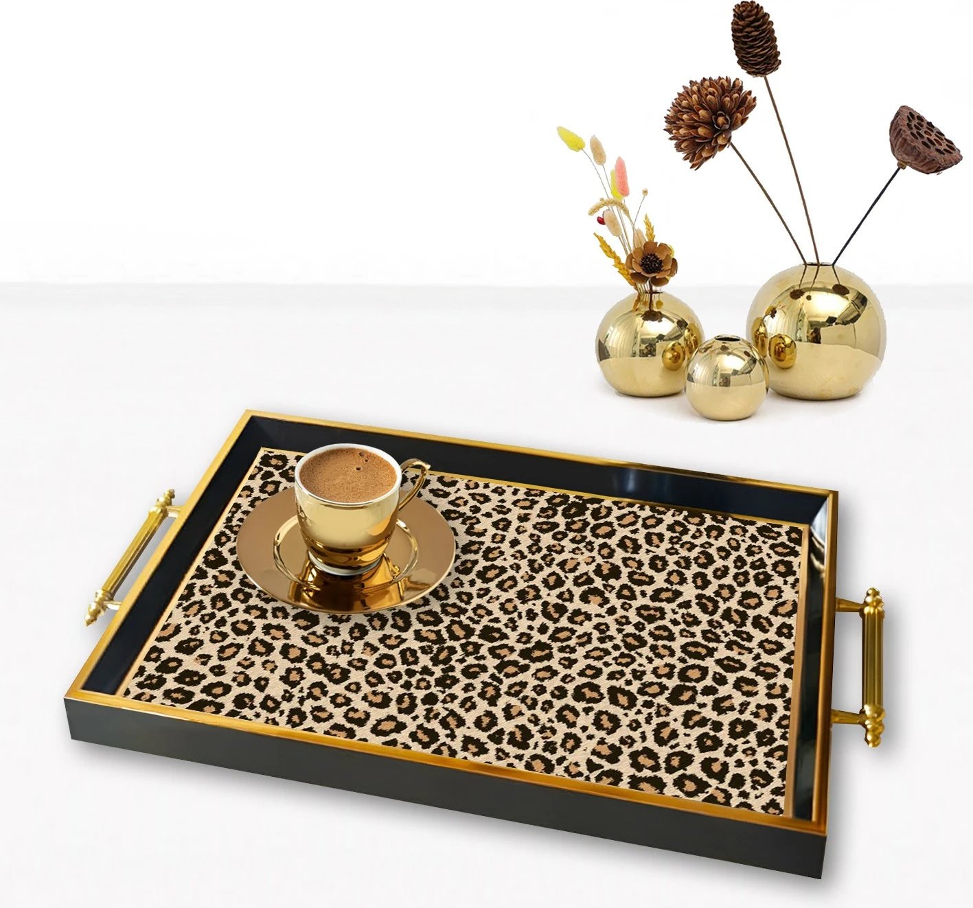 Tabaka xhami me dizajn leopard, shumëngjyrëshe, TPA9821