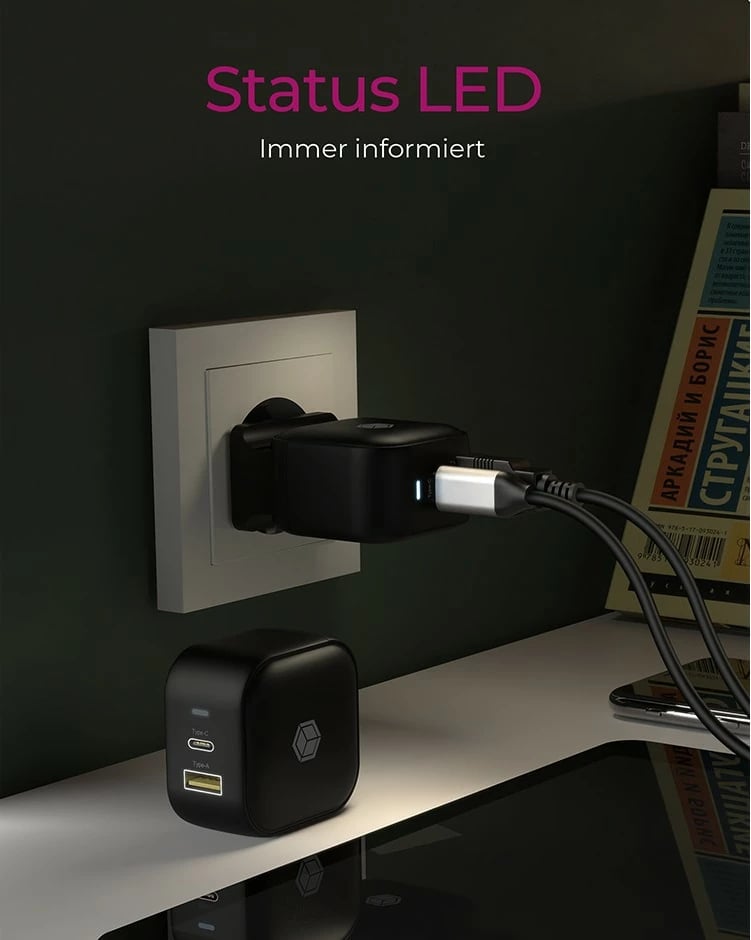 Karikues muri ICY BOX IB-PS106-PD, 2 porta, USB Power Delivery, 38W, i zi