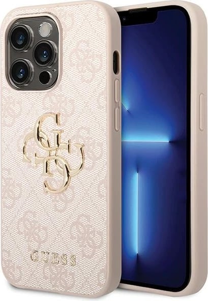Mbështjellës Guess 4G Big Metal Logo për iPhone 15 Pro, Rozë
