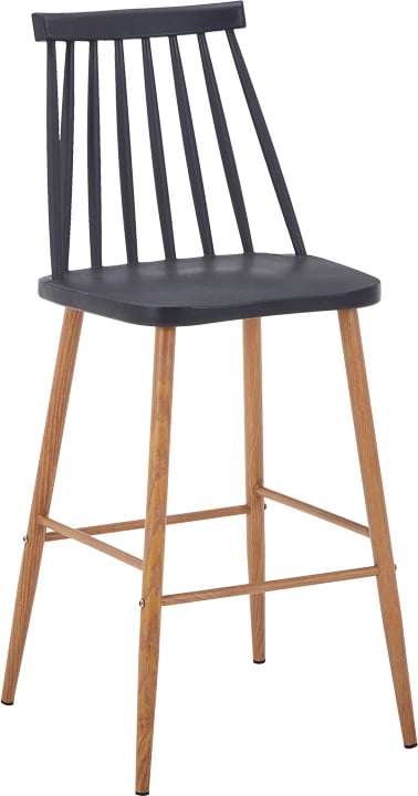 Karrige për bar Aurora I pp, ngjyrë e zezë - këmbë metali natyrale, 42x47x99cm