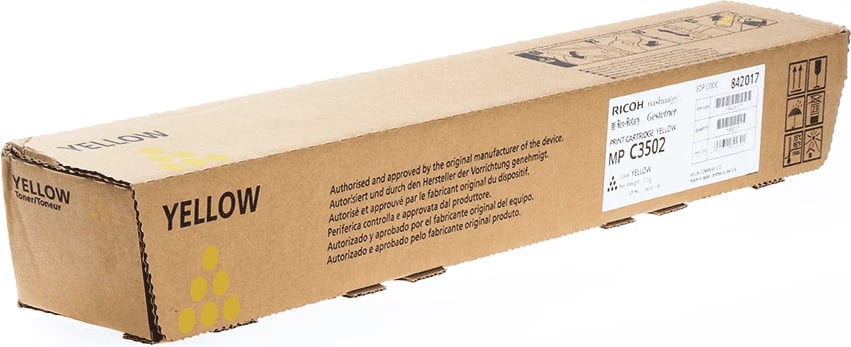 Toner Ricoh MP C3502E 842017 rendiment deri 18000 faqe, madhësi standard, verdhë