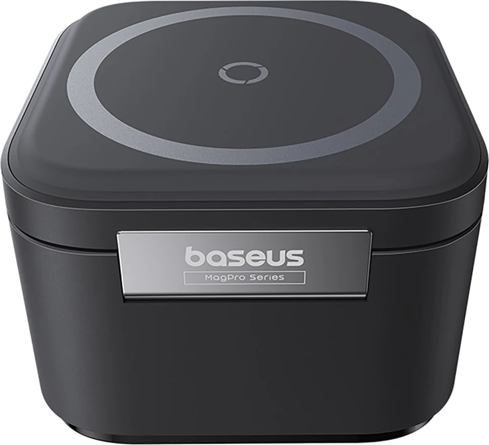 Karikues wireless 3-në-1 Baseus MagPro, 25W, MagSafe, për telefon, kufje e smartwatch, i zi